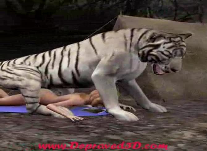 Video :White tiger fucking a girl's pussy in animal porno